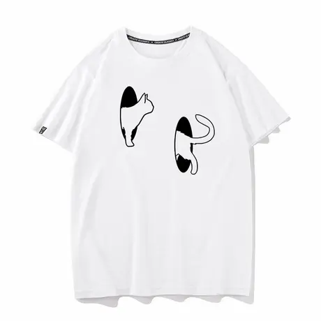 秀洛薛定谔的猫抽象画银行夏季新款纯棉短袖T恤衫半袖打底衫衣服商品大图