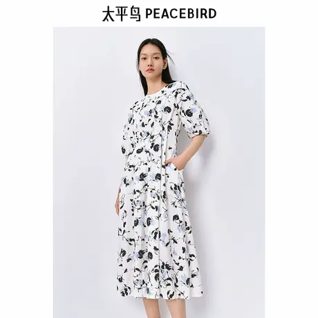 【来了就好】太平鸟印花长款连衣裙图片