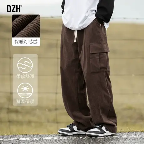 男士美式多口袋工装裤男直筒宽松2025新款灯芯绒男裤秋季休闲长裤商品大图