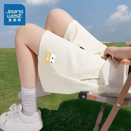 NOB真维斯小个子休闲短裤女2025新款夏季青少年运动宽松薄款中裤商品大图