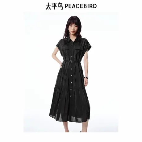 【商场同款】太平鸟女装2025年夏季新款休闲工装小黑裙A3FAF2329商品大图