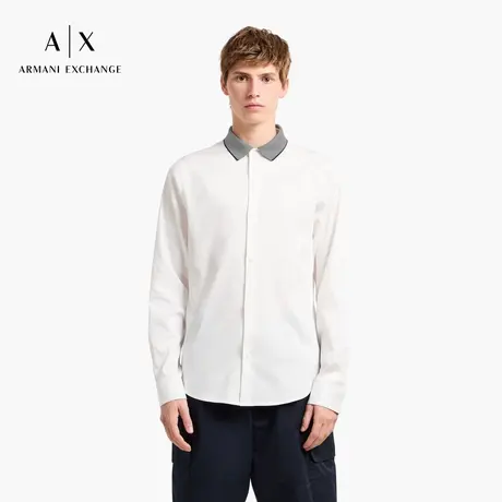 ARMANI EXCHANGE/阿玛尼2025夏季新款纯棉条纹翻领长袖白衬衫男款图片