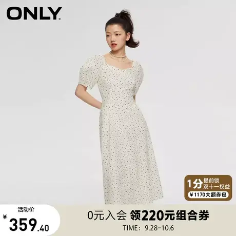 【买5免1】ONLY奥莱夏季新款时尚简约V领泡泡袖收腰伞裙连衣裙女图片