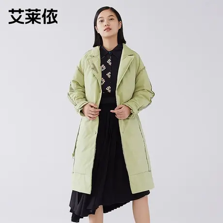 艾莱依冬季新款官方正品修身羽绒服女中长款清仓女款撞色拼接外套图片