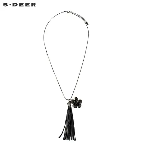 sdeer圣迪奥女亚光灰流苏花朵装饰项链S18284388图片