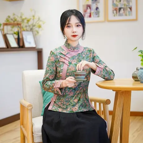 筠雅春季新款中国风唐装小上衣修身显瘦气质减龄新中式女装25J066商品大图