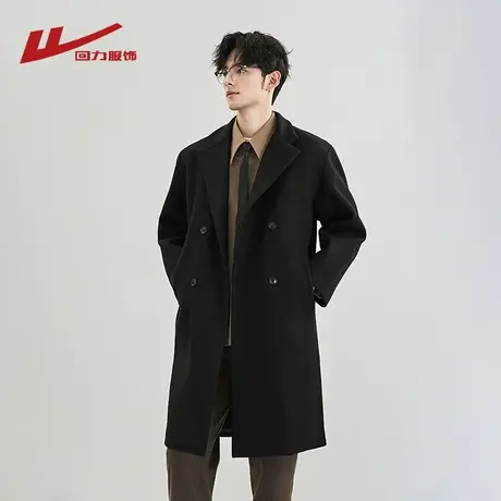 回力毛呢中长款外套男士大衣春秋冬季2025新款韩版英伦风夹克上衣商品大图