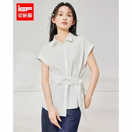 IEF/爱依服上衣2025夏季新款气质通勤显瘦设计感时尚短袖女中衬衫商品大图