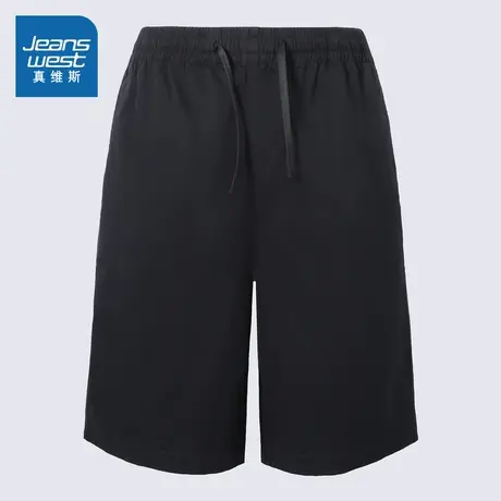 SA真维斯男装2025夏季新款 男士黑色户外运动休闲宽松系绳短裤图片