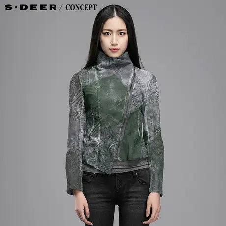 sdeer圣迪奥女装双层网纱撞色印染外套S15182274图片