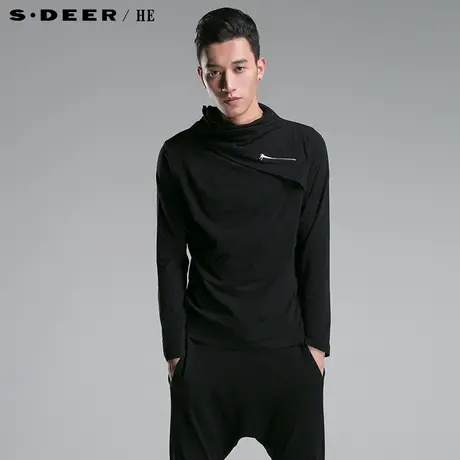 sdeerhe圣迪奥男装2017秋装简约时尚高领纯色长袖上衣H14170254图片