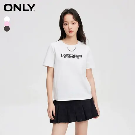ONLY奥莱夏季时尚简约休闲字母短袖纯棉T恤女商品大图