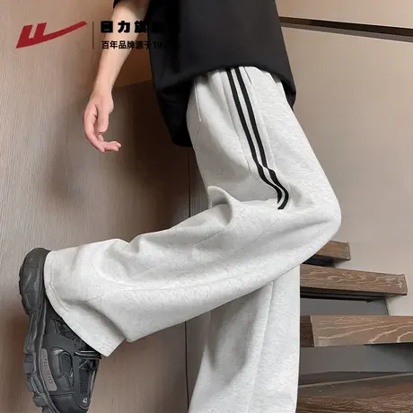 回力潮流裤子男秋季2025新款灰色百搭休闲裤青少年美式直筒卫裤K图片