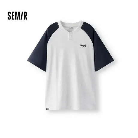 [商场同款]森马短袖T恤男美式复古拼色2025夏新款宽松插肩袖上衣商品大图