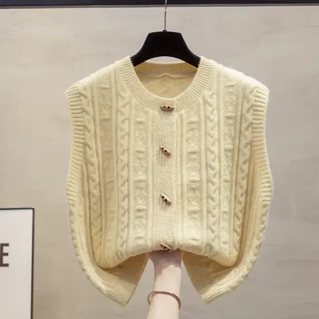 开衫针织马甲背心女2025春秋新款宽松外穿马夹麻花圆领毛衣坎肩潮商品大图