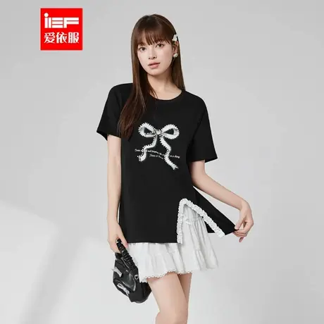IEF/爱依服上衣2025夏季少女新款千金风休闲通勤百搭宽松中T恤商品大图
