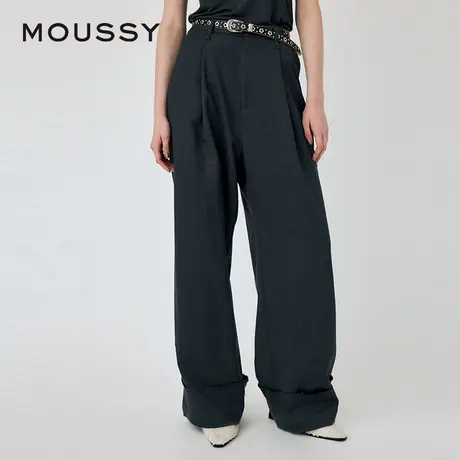 MOUSSY 夏季新品慵懒感松弛通勤折边阔腿休闲裤010HAS31-1661图片