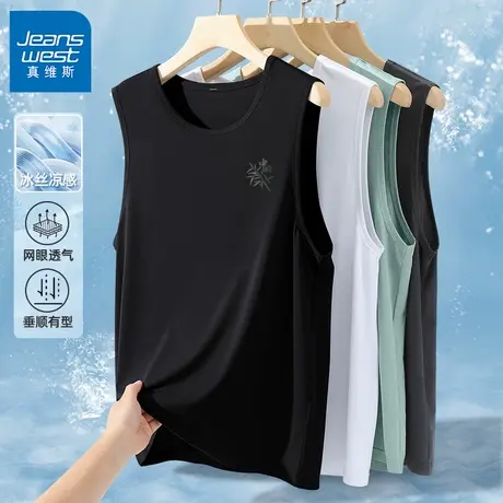 GV真维斯国潮背心男中国风竹子印花2025新款潮流痞帅无袖t恤男款C图片