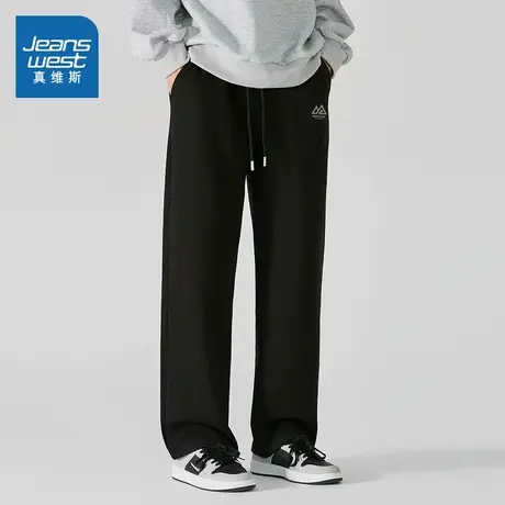 JR真维斯男女同款2025秋季新款美式潮流320g珠地阔腿裤宽松卫裤商品大图