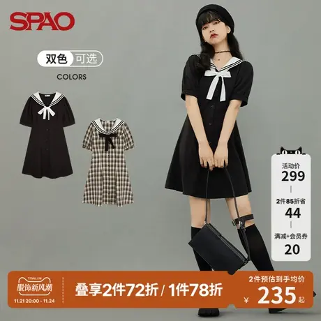 SPAO女士连衣裙夏季新款时尚潮流梭织格纹短裙SPOWB25I01图片