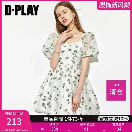 DPLAY德帕拉夏季新款浪漫法式甜美连衣裙高腰大摆度假碎花裙图片