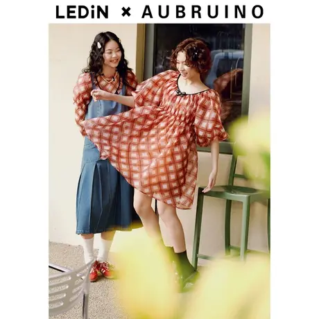 LEDIN×AUBRUINO设计师联名款 乐町设计感连衣裙23夏季甜美娃娃裙商品大图