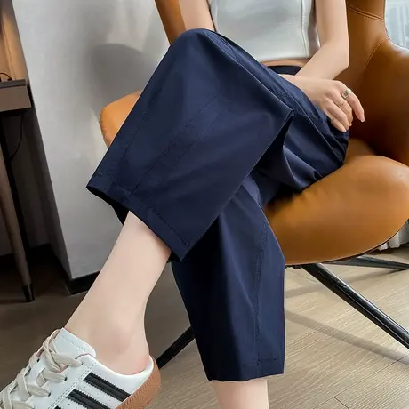 八分速干哈伦裤女夏季薄款高腰宽松显瘦小个子九分休闲萝卜老爹裤图片