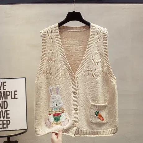 开衫v领针织马甲背心女2025春秋新款宽松叠穿马夹外穿毛衣坎肩潮图片