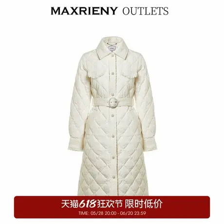 【奥莱】MAXRIENY优雅复古拼接羽绒服过膝长款冬季保暖外套女商品大图