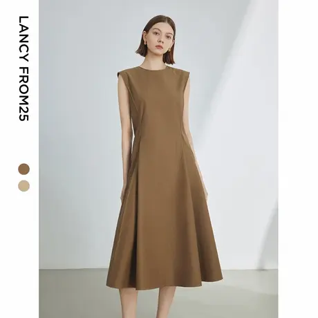 朗姿法式设计感无袖收腰显瘦裙子女2024年夏新款气质高级感连衣裙商品大图