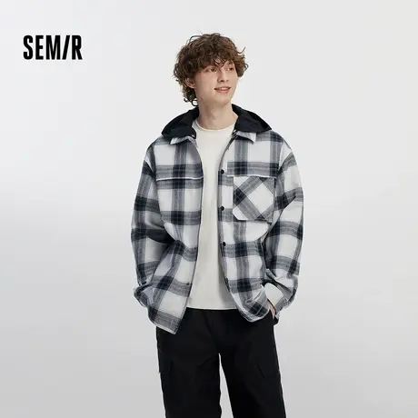 [商场同款]森马夹克男可拆卸连帽外套格纹上衣2025秋新款休闲百搭商品大图
