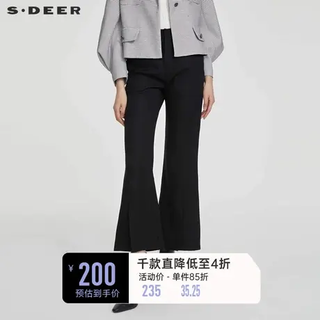 sdeer圣迪奥女装休闲松紧拼接插袋喇叭长裤S231Z0816👫商品大图