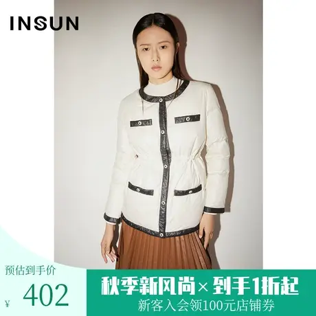 [触感香风]恩裳COVER冬季2022年白鹅绒优雅复古圆领羽绒服女图片