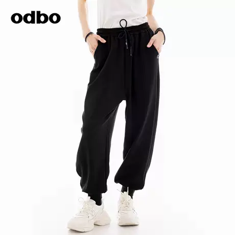 odbo/欧迪比欧时尚休闲束脚裤子女2024秋季新款休闲裤抽绳运动裤图片