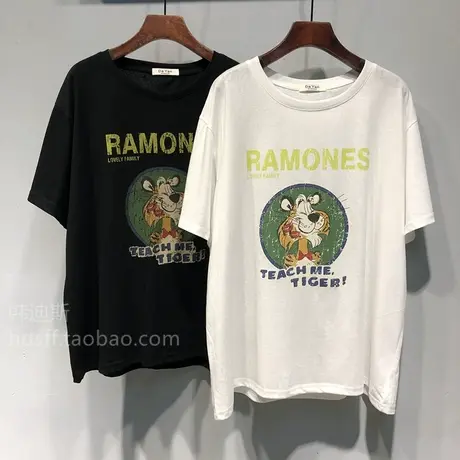 2025夏装 韩国东大门新款可爱小老虎图案宽松显瘦短袖T恤上衣女潮商品大图