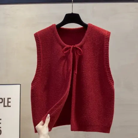 开衫圆领针织马甲背心女2025春秋新款披肩外穿马夹叠穿毛衣坎肩潮图片