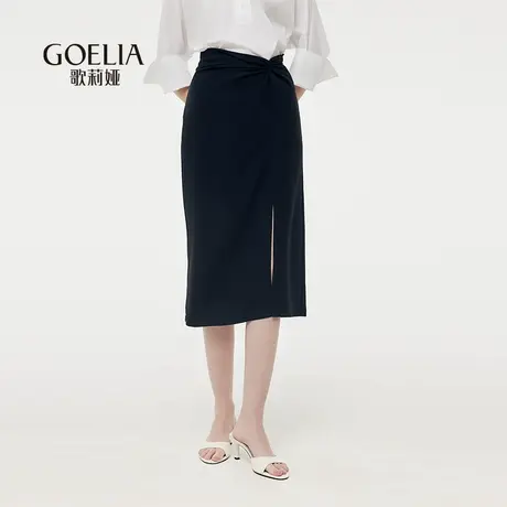 歌莉娅夏季新品扭结醋酸半裙1E4L2B020商品大图