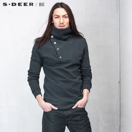 sdeerhe圣迪奥男装2017秋装休闲纯棉高领亨利衫式上衣H14172202图片