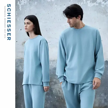 SCHIESSER舒雅男女士同款小毛圈宽松圆领套头家居卫衣21681U商品大图