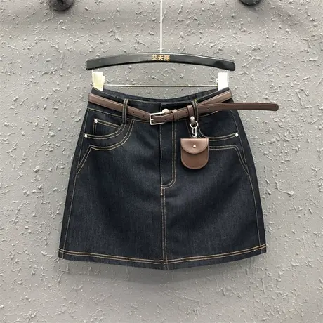 欧货2025夏季新款气质包臀短裙女高腰显瘦深蓝百搭A字牛仔半身裙图片