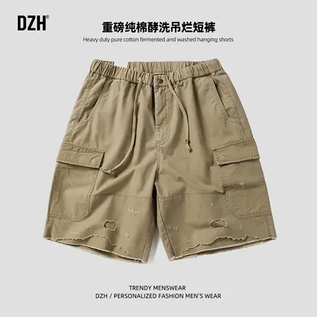 男士270g重磅纯棉短裤2025新款卡其色运动裤夏季美式工装裤五分裤图片
