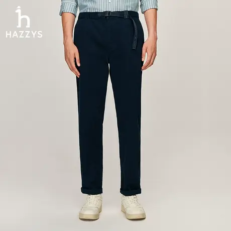 【宽松版型】Hazzys哈吉斯秋季男士净色休闲裤可调节腰带时尚长裤图片