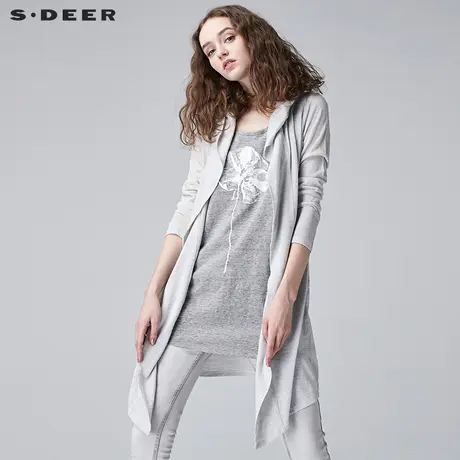 sdeer圣迪奥2019春装街头休闲假两件印花连帽针织衫女S17181299图片