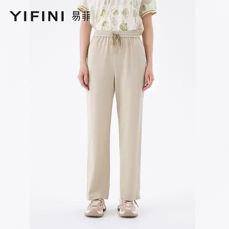[专柜同款]Yifini/易菲松紧系带休闲通勤长裤女款宽松显高直筒裤商品大图
