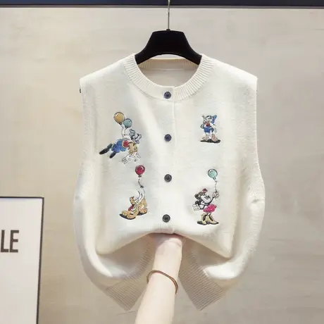 开衫圆领针织马甲背心女2025春秋新款宽松外穿马夹叠穿毛衣坎肩潮商品大图