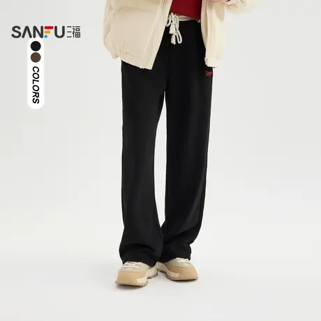 三福2024冬季男士撞色腰头卫裤 休闲宽松直筒裤子495098商品大图