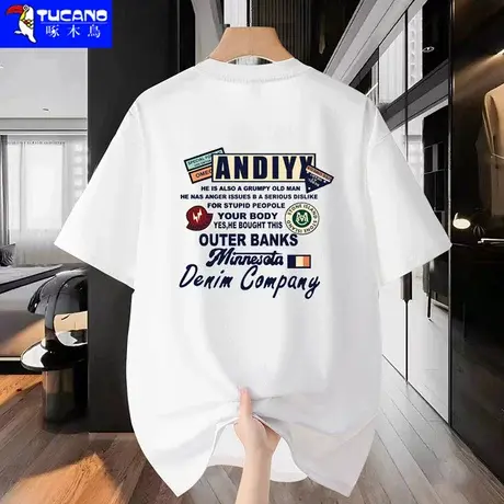 啄木鸟纯棉短袖夏季圆领美式潮牌上衣2025休闲半袖打底T恤男衣服图片