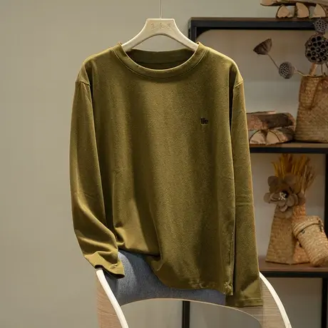 享永子长袖T恤女文艺复古宽松显瘦内搭打底衫休闲内搭2024新款秋图片