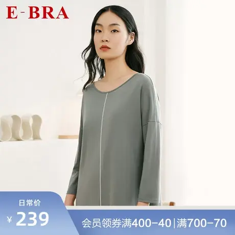 安莉芳旗下E-BRA女士纯棉睡衣家居服长款宽松居家睡裙KL00098商品大图