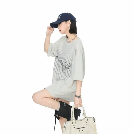 2025夏季新款宽松短袖T恤女潮牌ins极简风休闲百搭情侣款半袖上衣图片